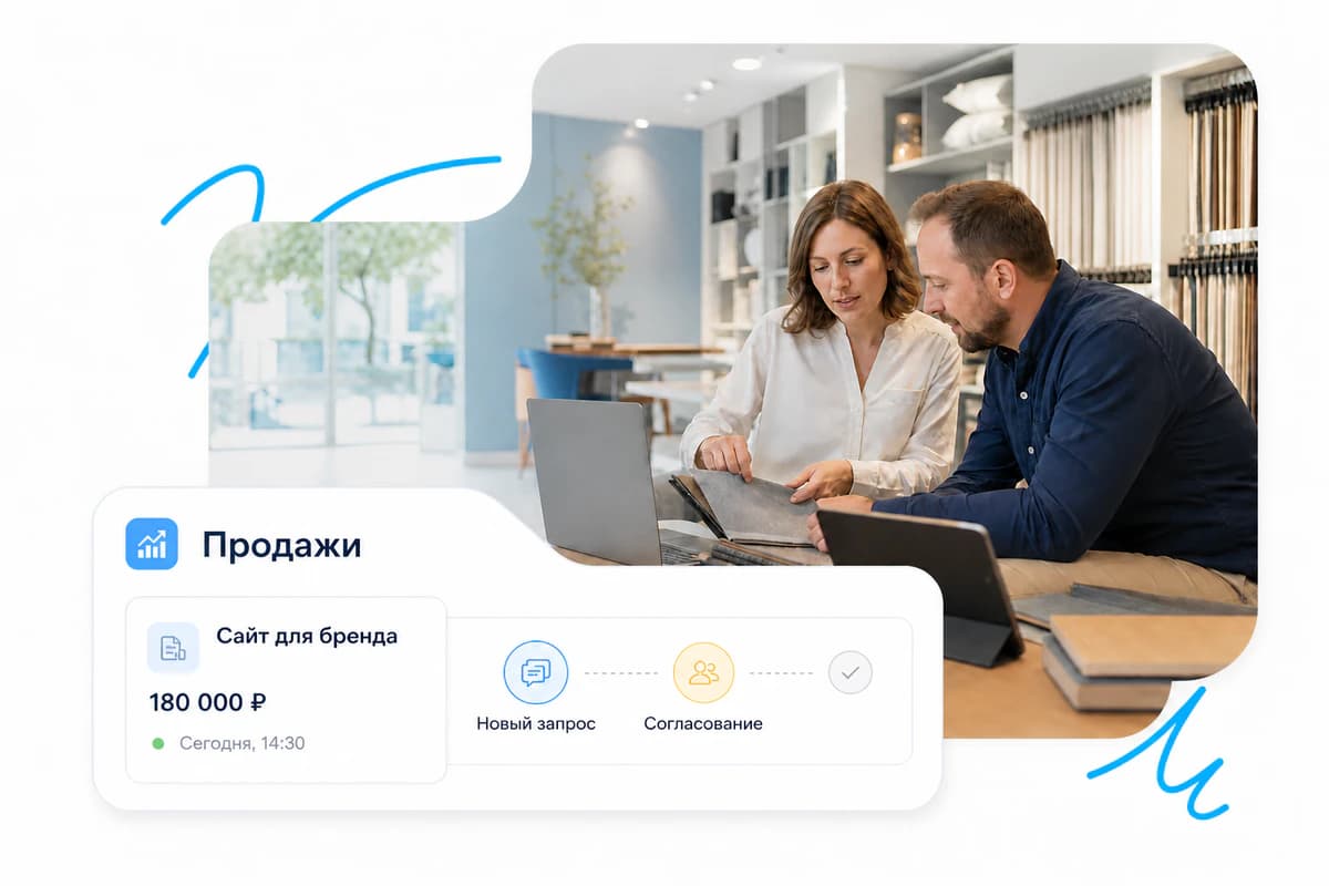 Менеджер обсуждает заказ с клиентом в шоуруме